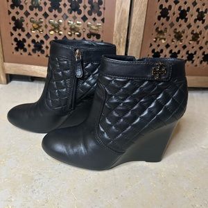 Tory Burch Black Wedge Booties. Size 10